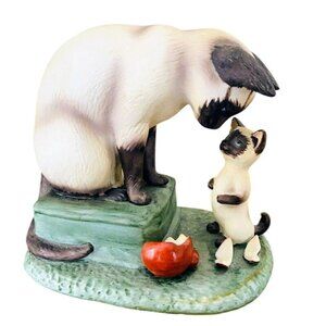 1985 Roman Irene Spencer Christmas Morning Siamese Cats Figurine